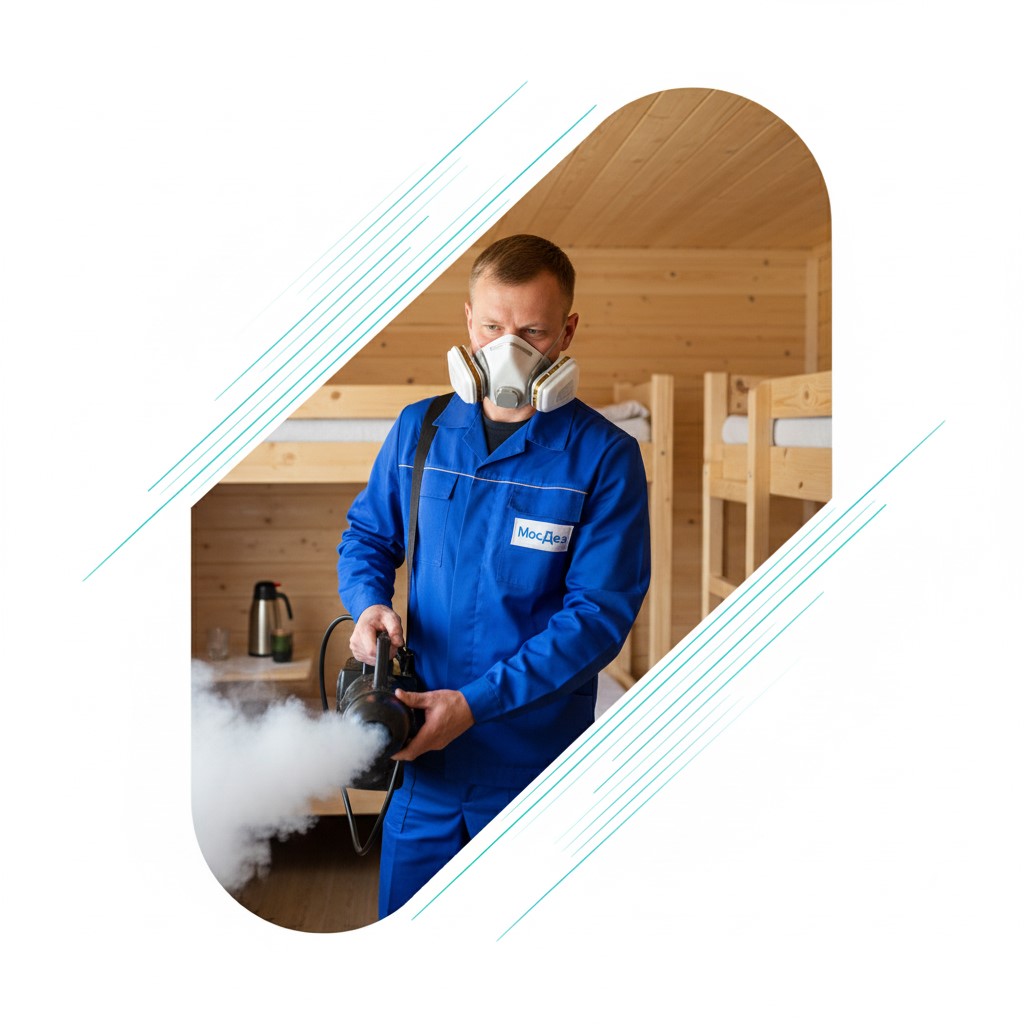 Дезинфектор МосДез проводит обработку кухни в Москве